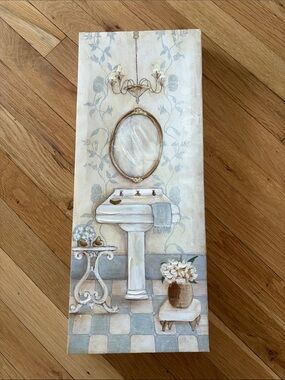 Bed Bath & Beyond Beige and Light Blue Bathroom Vanity Wall Art